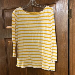 Old Navy Yellow and White Striped Long Sleeve Tee